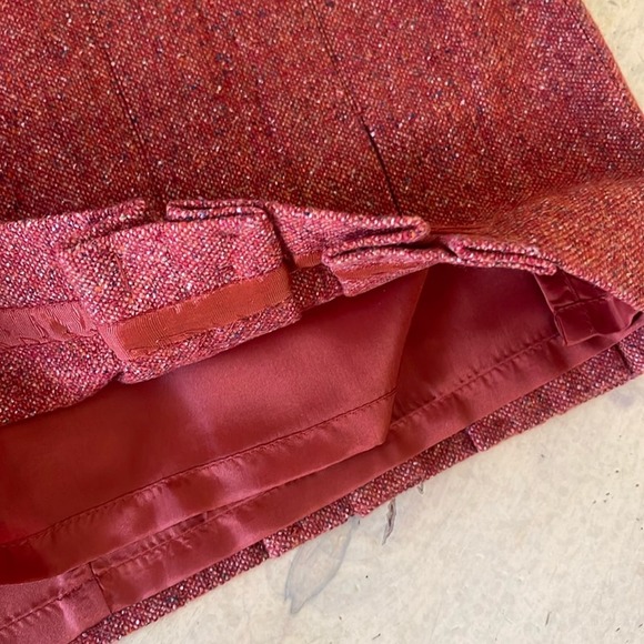 Talbots Tweed Pleated Wool Blend Pencil Skirt Women's Size 8 P Orange - Picture 3 of 6